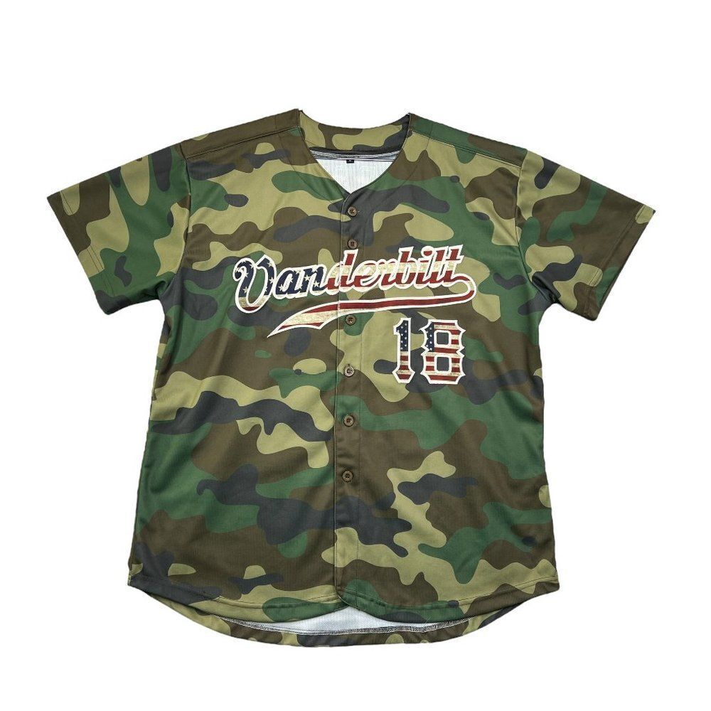 Vanderbilt Men's Camouflage‎ American Flag Embroidered Baseball Jersey